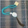 Image 2 : SILVER WESTERN TURQUOISE NECKLACE WITH CONCHO PENDANT  WITH FRINGE