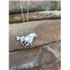 Image 1 : SILVER/ FLORAL RUNNING HORSE NECKLACE AND EARRINGS