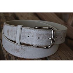 WHITE LEATHER BELT XL