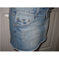 COWGIRL TUFF MINI JEAN SKIRT WITH CROSS BLING ACCENT/31 WAIST