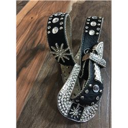 BLACK SPUR ROWEL BLING BELT*HAS DAMAGED EDGE