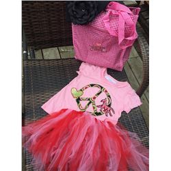 PINK SHIRT WITH PEACE SIGN /4T/-PINK AND RED TUTU/BLACK TODDLER FASHION HATWITH BLACK FLOWER/COWGIRL