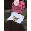 Image 1 : WHITE SHIRT WITH HEART DESIGN ON FRONT/KIDS 7-8/BROWN TUTU/BROWN TODDLER HAT WITH PINK  FLOWER/COWGI