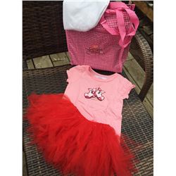 PINK SHIRT WITH COWBOY BOOT DESIGN/24 MOS/ RED TUTU-WHITE TODDLER FASHION HAT /COWGIRL FINESSE TOTE 