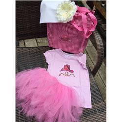 PINK SHIRT WITH COWBOY BOOT DESIGN/4T/ PINK TUTU/WHITE TODDLER FASHION HAT /COWGIRL FINESSE TOTE BAG