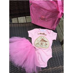 PINK SHIRT WITH CAROUSEL DESIGN/6-12MOS/ PINK TUTU/COWGIRL FINESSE TOTE BAG
