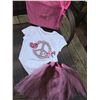 Image 1 : WHITE SHIRT WITH PEACE DESIGN DESIGN/KIDS 7-8/ BROWN AND PINK TUTU /COWGIRL FINESSE TOTE BAG