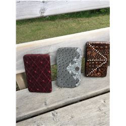 GROUP OF 3 DISCOUNT WALLETS/GREY(DAMAGED, RED, BROWN
