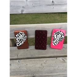 GROUP OF 3 DISCOUNT WALLETS/RED, PINK,BROWN