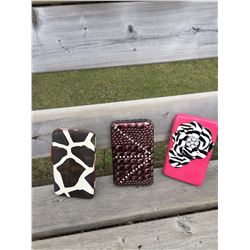 GROUP OF 3 DISCOUNT WALLETS/PINK,COW PRINT(DAMAGED),PURPLE