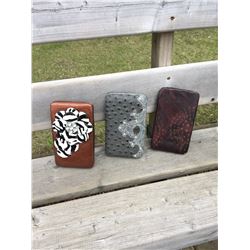 GROUP OF 3 DISCOUNT WALLETS/BROWN, GREY(DAMAGED),BRONZE
