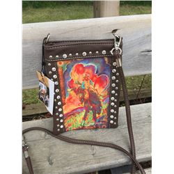 1 DISCOUNT PURSE/BLACK,BROWN WITH BRONC DESIGN