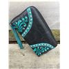 Image 1 : DISCOUNT WALLETS/BLACK AND TURQUOISE WESTERN (INSIDE ZIPPER PULL IS BROKE BUT STILL WORKS)