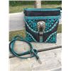 Image 1 : DISCOUNT PURSE/BLACK AND TURQUOISE WESTERN (ONE STRAP CLIP IS BROKEN…EASILY FIXED!)