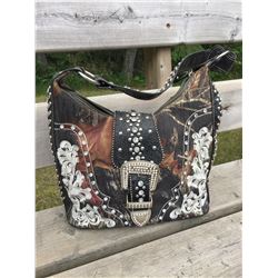 DISCOUNT PURSE/CAMO AND BROWN WESTERN (ONE STRAP  BROKEN…EASILY FIXED!)