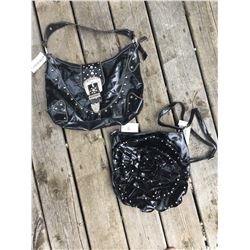 GROUP 2 DISCOUNT PURSES/BLACK WITH BUCKLE,BLACK FLOWER