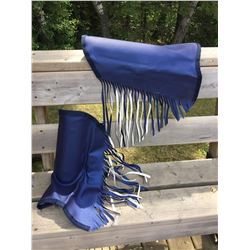 BARREL RACING SHIN GUARDS/NAVY SHIMMER WITH FRINGE