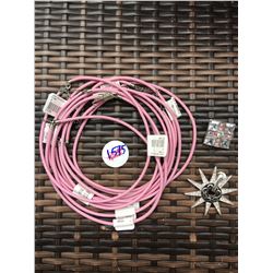 DISCOUNT JEWELER LOT OF 4/10 PINK ROPE NECKLACE,COWGIRL PENDANT,SPUR PENDANT,CROSS PENDANT