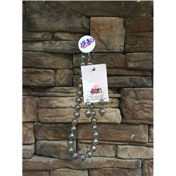 SILVER BEADED NECKLACE AND EARRINGS