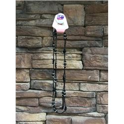 BLACK BEADED STONE LAYERING NECKLACE