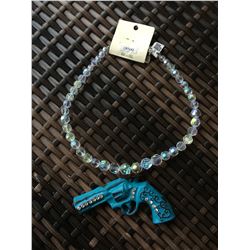 SHIMMER BEADED NECKLACE WITH PISTOL PENDANT