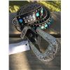 Image 1 : BLACK GENUINE WESTERN LEATHER BELT/ TURQUOISE  STUDS/SIZE L