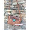 Image 1 : TAN BROWN WESTERN PURSE/TURQUOISE STONE ACCENT ON FRONT