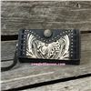 Image 1 : BLACK AND CREAM TOOLED WESTERN  TRIFOLD WALLET