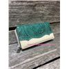Image 1 : CREAM AND DEEP TURQUOISE TOOLED WESTERN TRIFOLD WALLET
