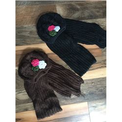 2 WINTER KNITTED TOQUE AND SCARF SET