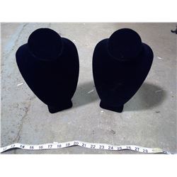 Two Black Velvet Necklace Display Stand
