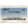 Image 3 : 1998-D WASHINGTON QUARTER PCGS MS65