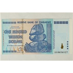 2008 ZIMBABWE ONE HUNDRED TRILLION DOLLARS