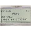 Image 3 : 1938-D BUFFALO NICKEL PCGS MS65 1ST GENERATION