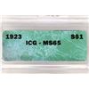 Image 3 : 1923 PEACE SILVER DOLLAR ICG MS65
