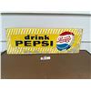 Image 1 : 1940's Pepsi cola singe dot hand painted tin sign 8" tall 24" wide