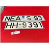 Image 2 : two vintage european license plates german etc