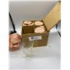Image 1 : Four Cut Crystal Footed Juice Glasses 1950's never used eatons