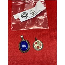 Vintage 925 Lapis Pendant and Crown Silver Charm