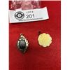 Image 2 : Antique Sterling Cameo Pendant and Ivory rose pendant