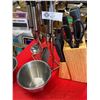 Image 2 : Kitchen stand with 6 utensils woodblock with knives and scissors and two stainless steel bowls