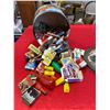 Image 1 : tin full of vintage minture dollhouse boxes etc