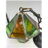 Image 2 : Vintage stained glass Hanging Lantern 9" tall