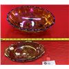 Image 2 : Two Carnival Glass style vintage dishes with peach / orange tones