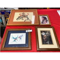 Lot of 4 Native Prints Framed