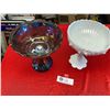 Image 2 : 2 Milk glass Carnvival Glass Bowls 8" tall