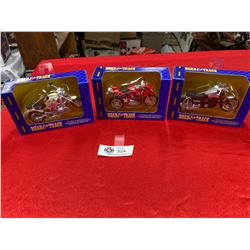 Lot of 3 Road and Track 1:18 scale Motorcycles still in package