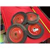 Image 1 : Lot of 4 Heavy Duty Tires on rims wagon? Cart?