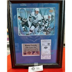 Wayne Gretzky Autograph and Ticket Stub 802nd Goal. With COA Framed