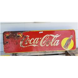 Drink Coca Cola Sign with Bottle logo 1940's 60" x 31" made in Canada